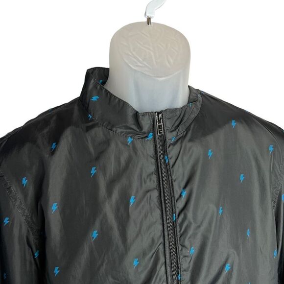 Jasonwood Jacket Men Large Black Full Zip Lightning Bolt Long Sleeve Windbreaker - Picture 3 of 11